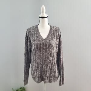Croft & Barrow V-Neck Cable Knit Sweater L